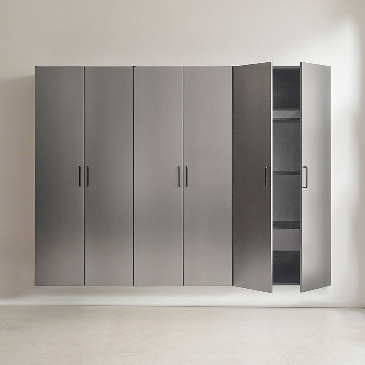 Metallic gray garage cabinet set by HouseOfZazla with soft-close drawers, 94.5 in wide on Tampa Home & Garden Store