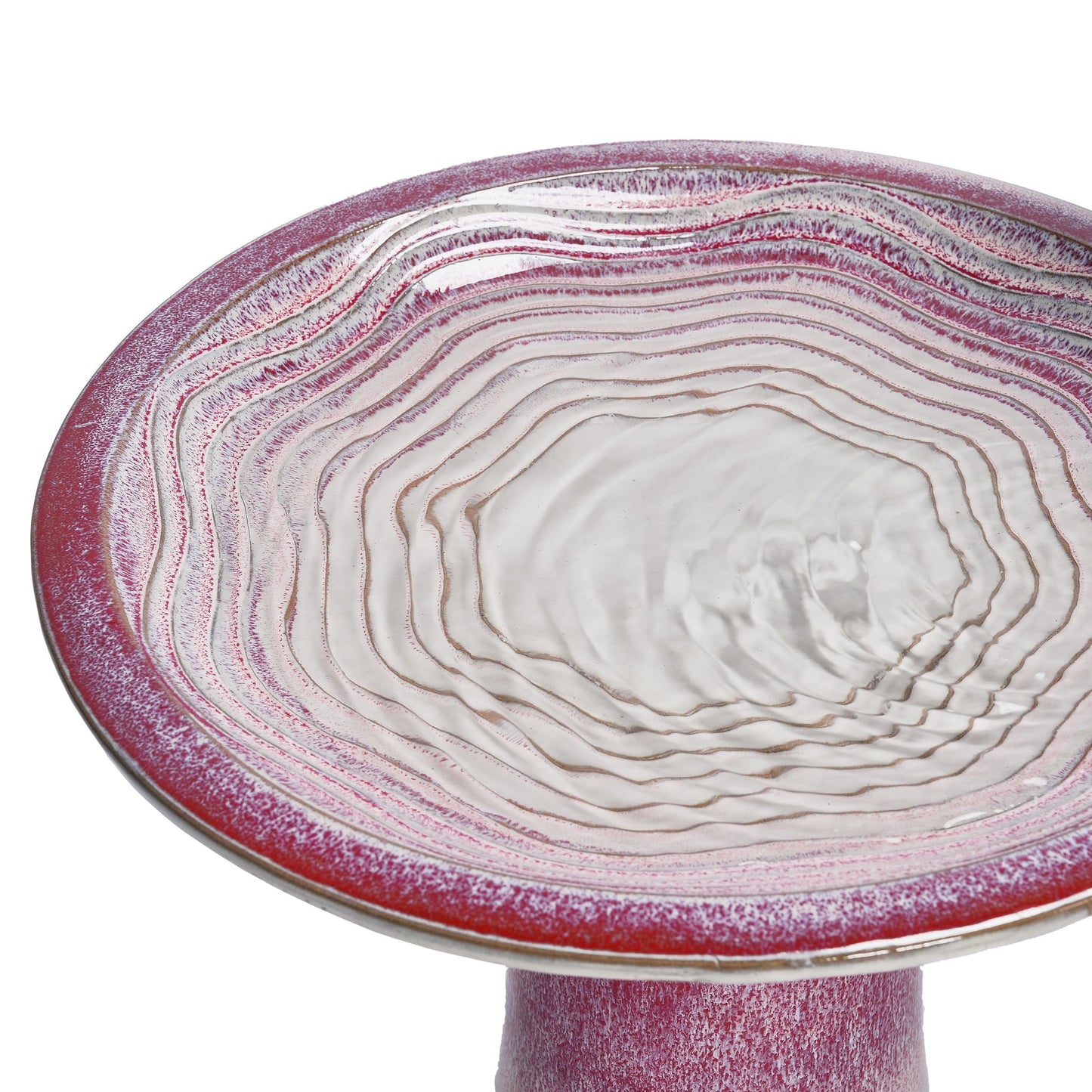 Birdbath For Patio, Garden White / Pink ceramic glaze with concentric rings HouseOfZazla on Tampa Home & Garden Store
