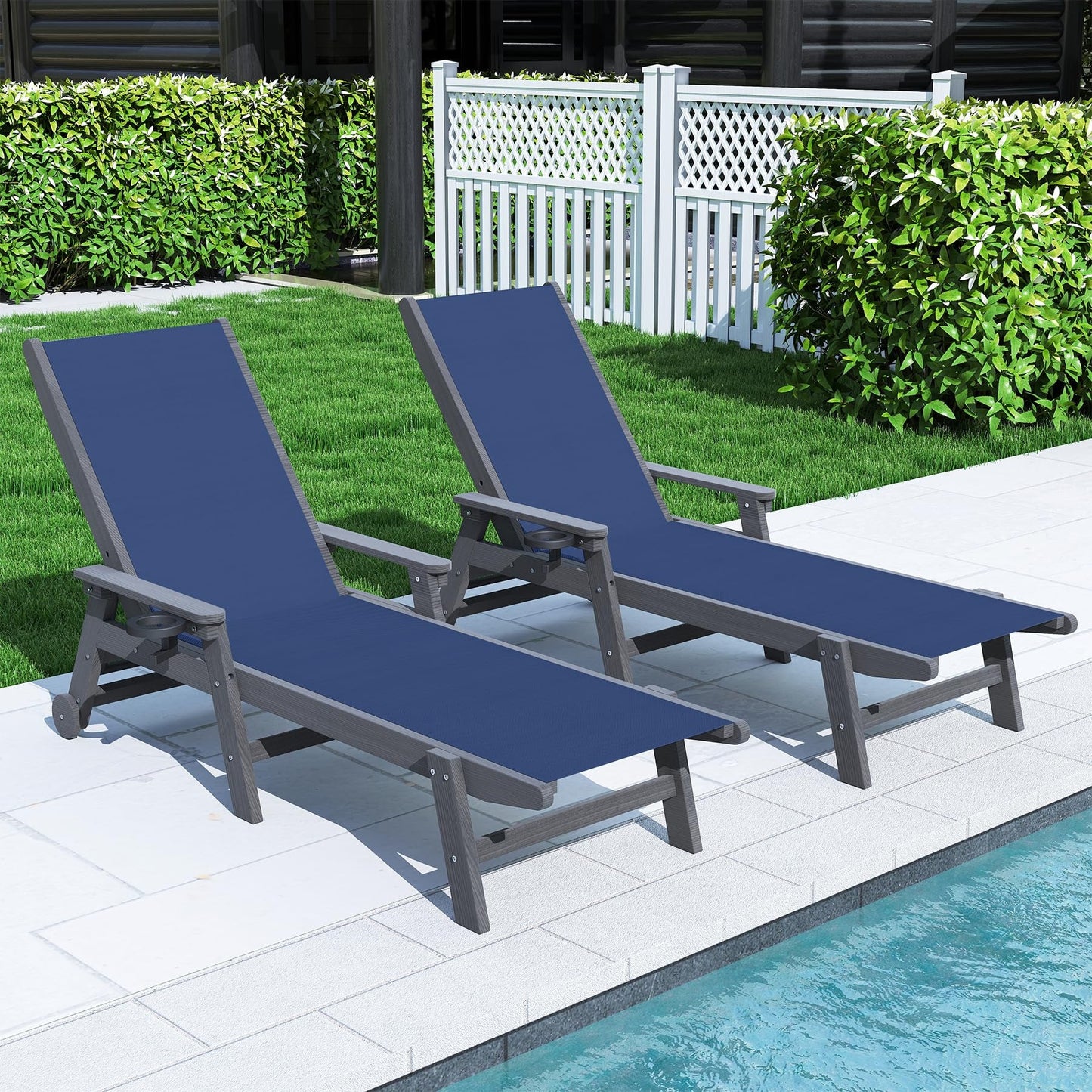 Complete Set of Two Outdoor Pool Lounge Chairs