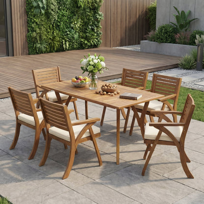 Outdoor Hermosa 7-Piece Wood Dining Set with Cushions by HouseOfZazla on Tampa Home & Garden Store