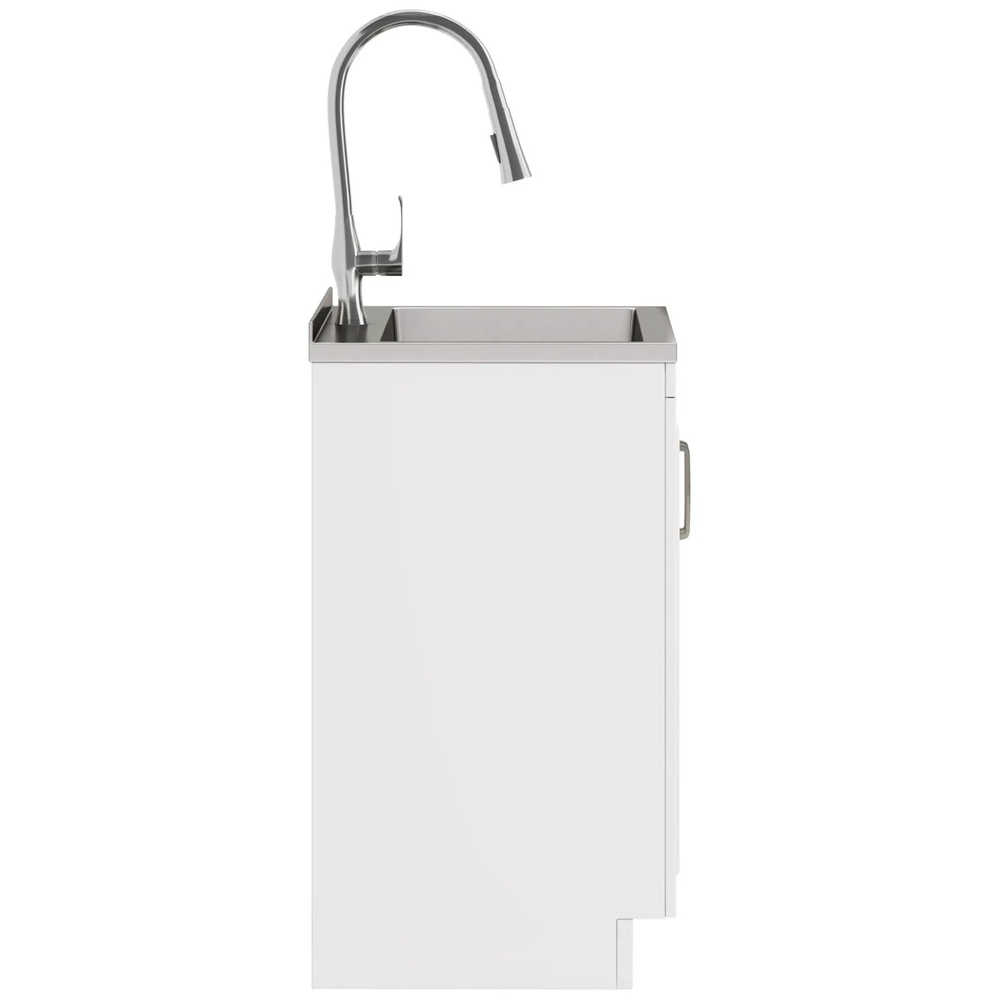 Darwin Deluxe Laundry Cabinet vanity with stainless steel sink and pull-out faucet on Tampa Home & Garden Store