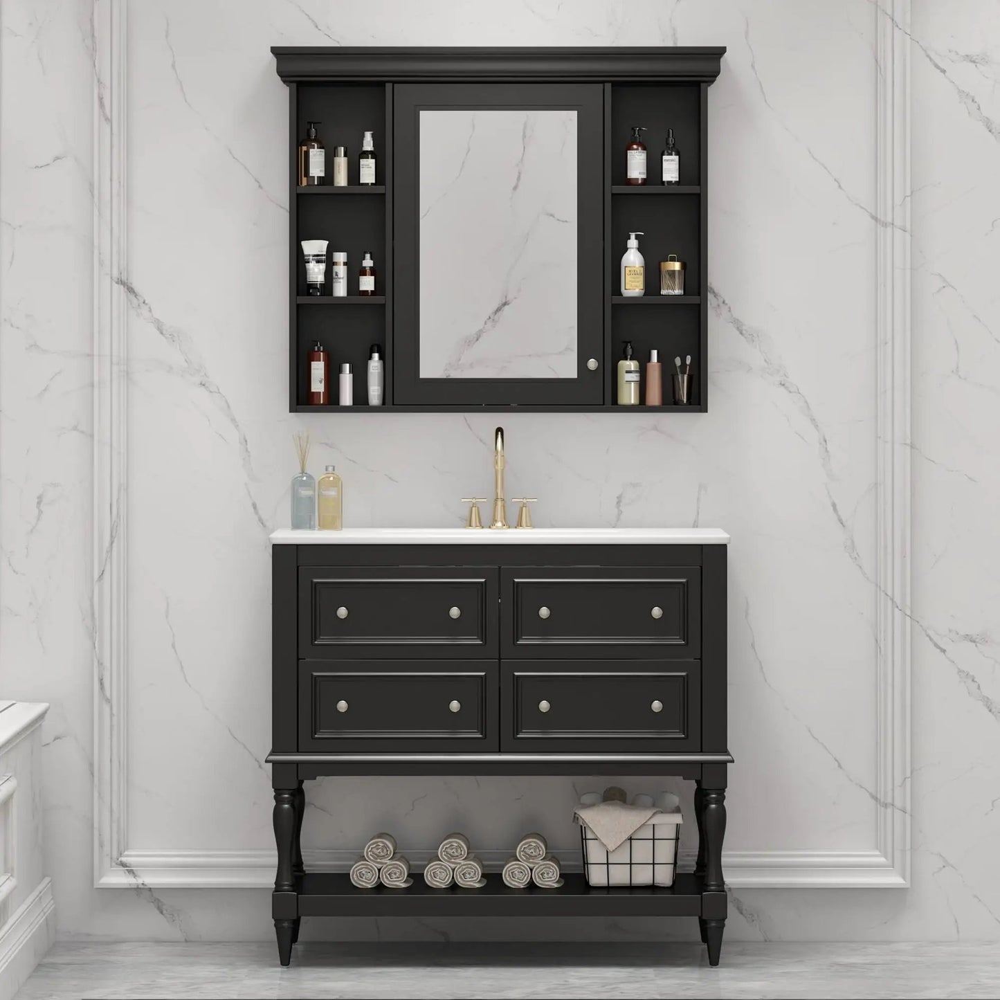Bathroom Vanity With Medicine Cabinet and Drawers