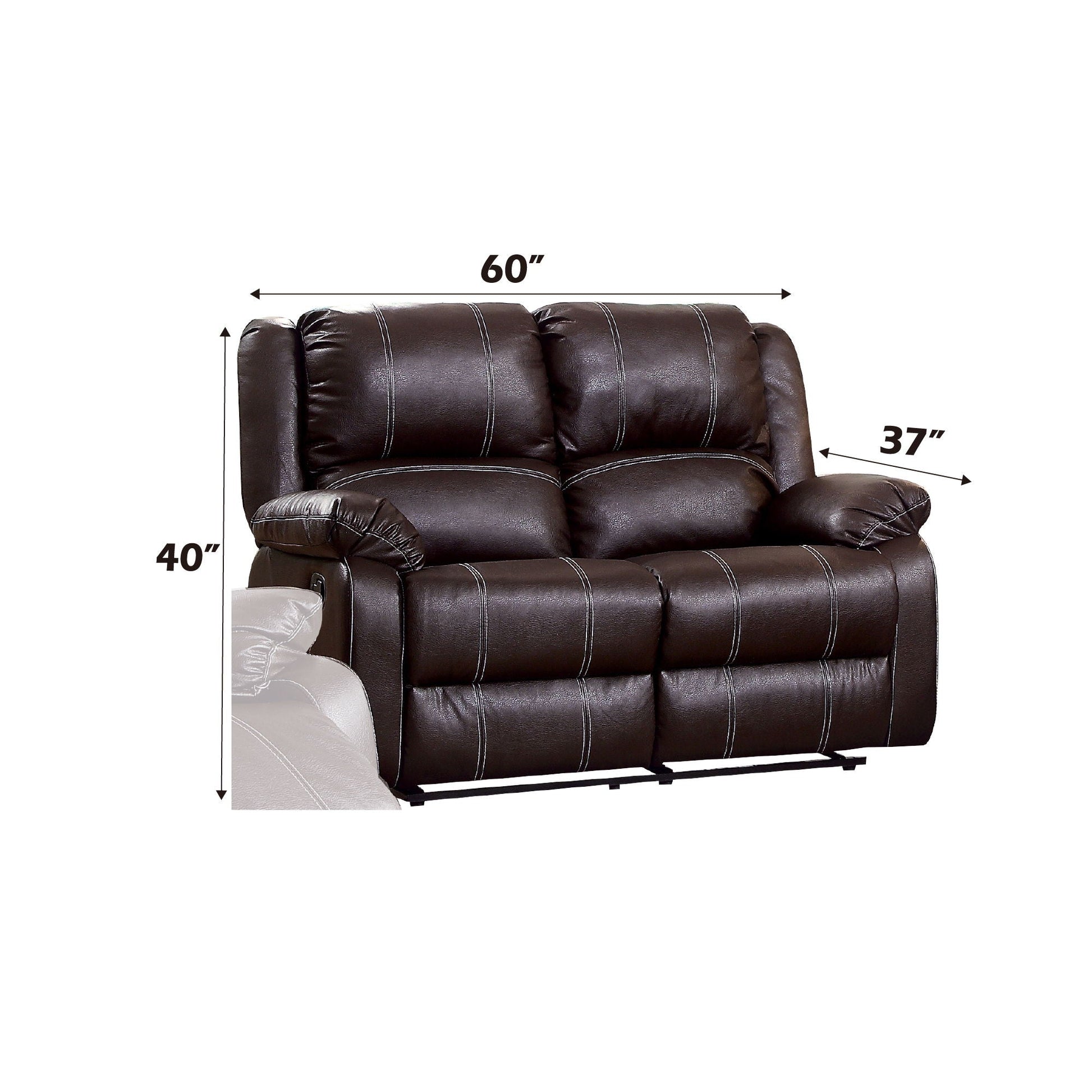 Zuriel Synthetic Recliner Loveseat brown faux leather by HouseOfZazla on Tampa Home & Garden Store