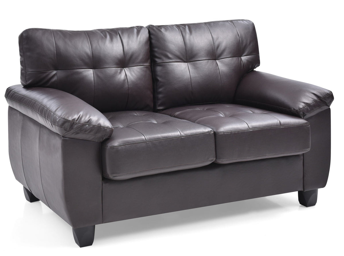 Gallant loveseat in brown leather with tufted back, Pocketed Coil Cushions, hardwood frame on Tampa Home & Garden Store