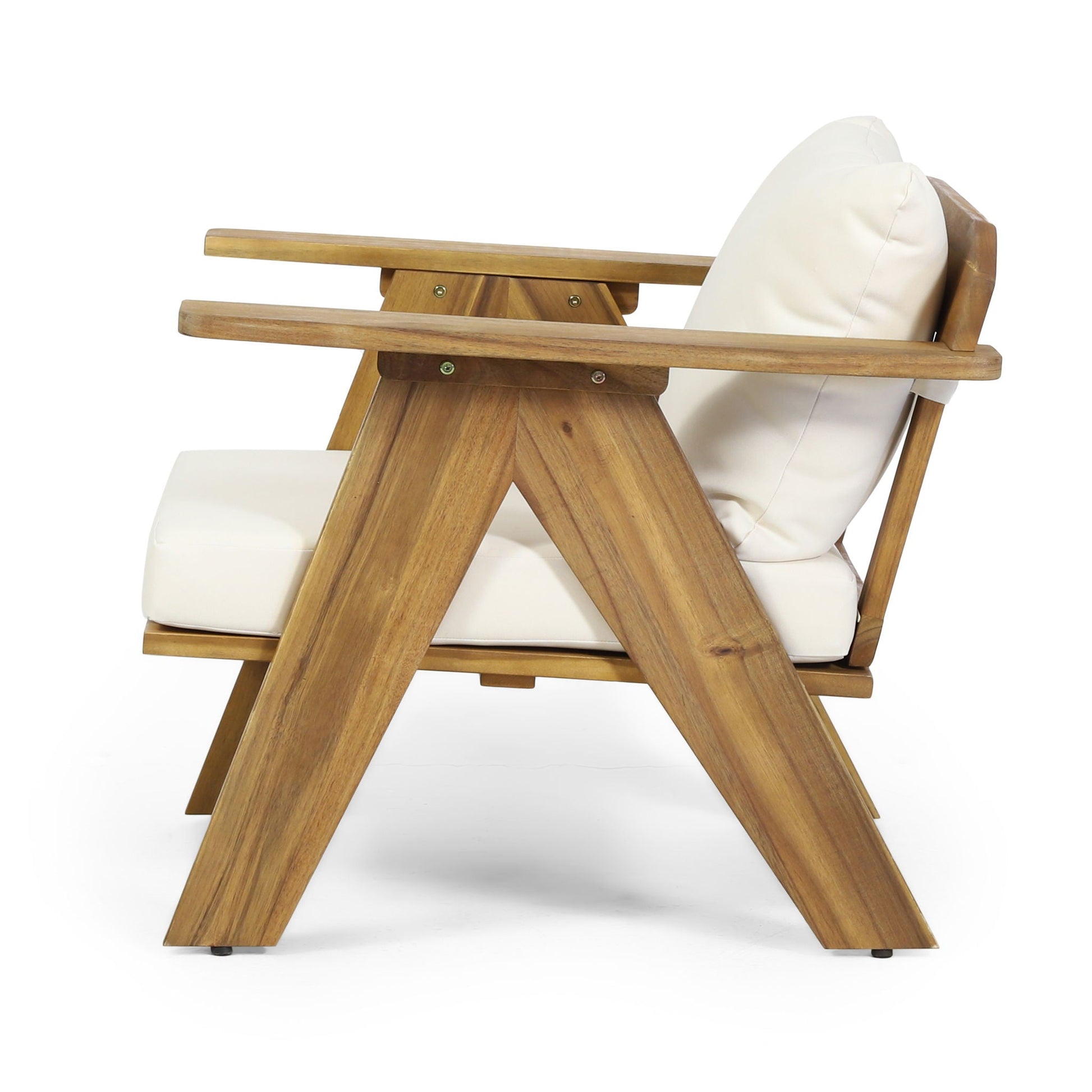 Outdoor Acacia Wood Club Chairs with Cushions Set of 2 teak beige HouseOfZazla on Tampa Home & Garden Store