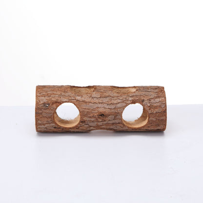 Hamster solid wood log toy block with two round holes for small pets on Tampa Home & Garden Store