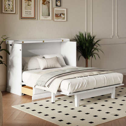 Murphy Bed Chest Cube Cabinet Bed with charging station and storage drawer in white on Tampa Home & Garden Store