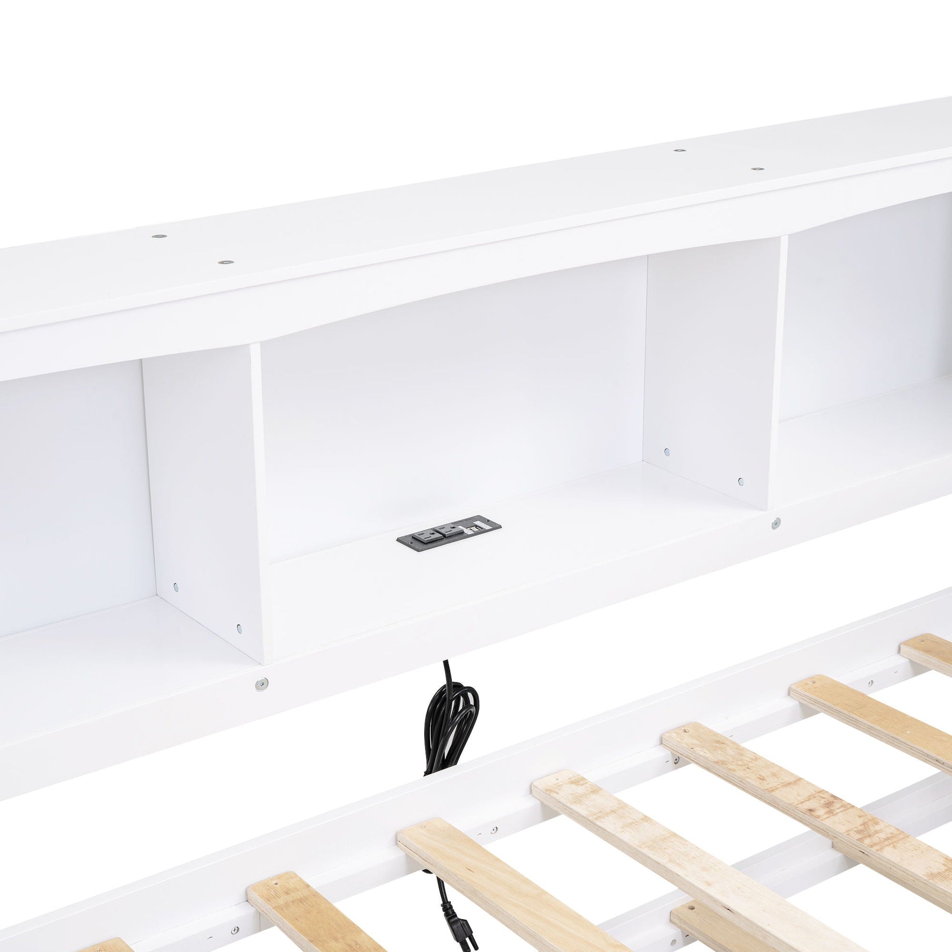 Daybed with trundle and storage cabinets, white finish with USB ports, HouseOfZazla on Tampa Home & Garden Store