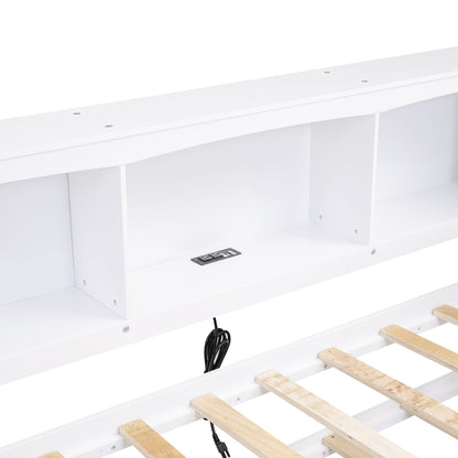 Daybed with trundle and storage cabinets, white finish with USB ports, HouseOfZazla on Tampa Home & Garden Store