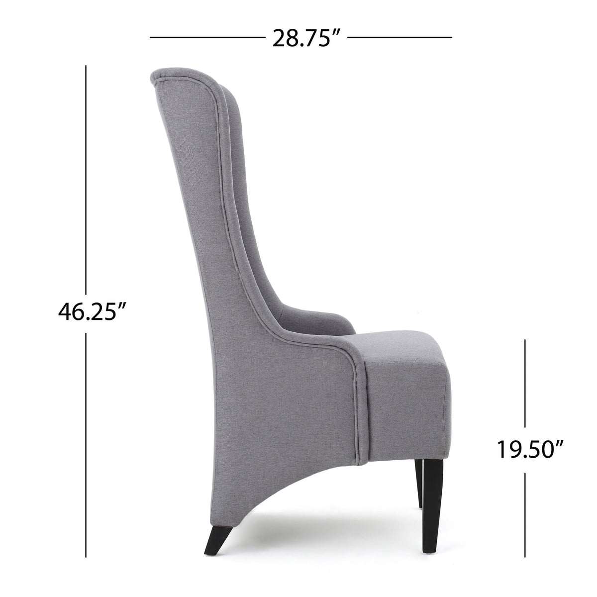 Upholstered dining chair HouseOfZazla gray fabric high back birch wood legs on Tampa Home & Garden Store