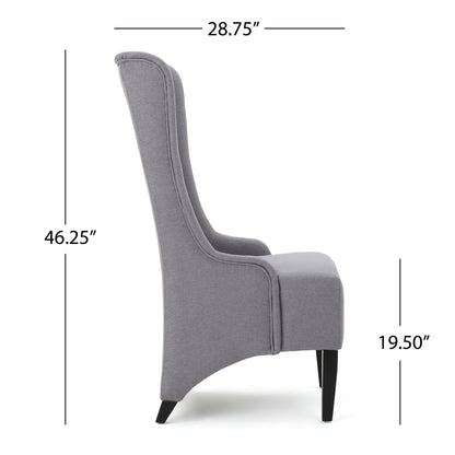 Upholstered dining chair HouseOfZazla gray fabric high back birch wood legs on Tampa Home & Garden Store