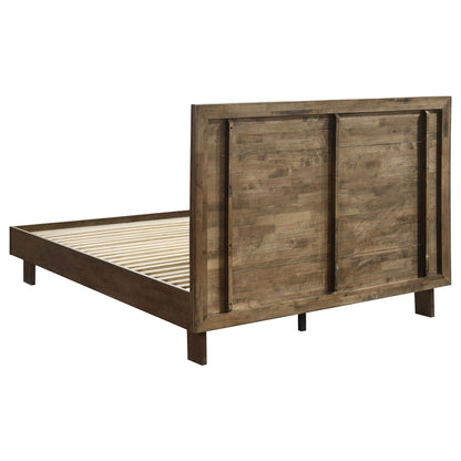 Hemlock platform bed with tall headboard in dark wood by HouseOfZazla with slatted base on Tampa Home & Garden Store