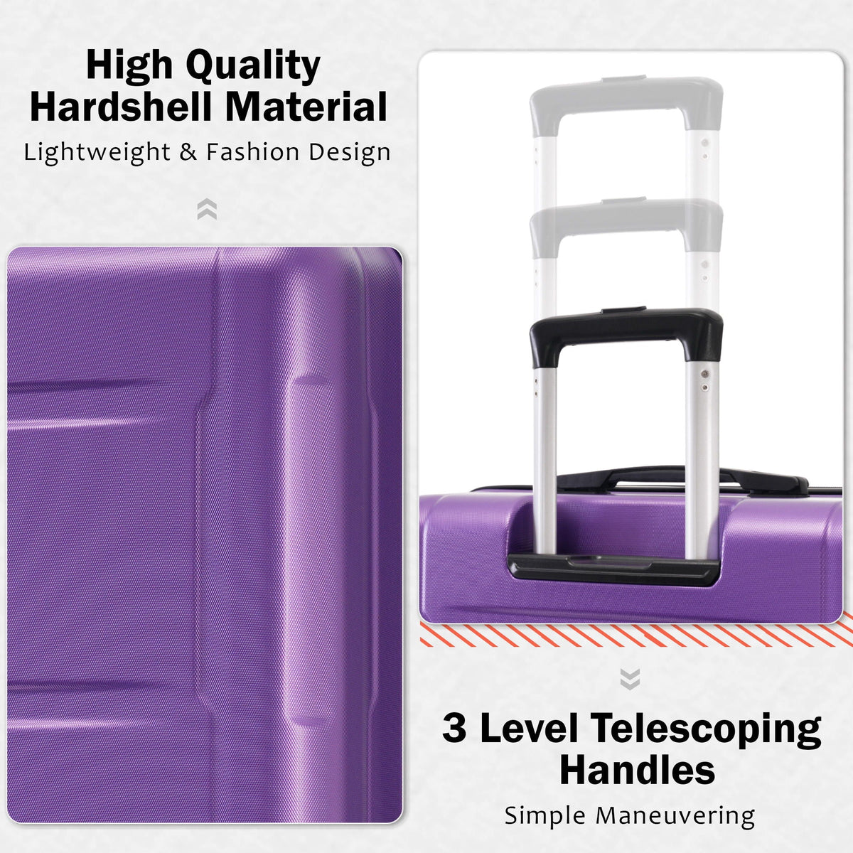 HouseOfZazla 2-piece purple ABS hard-shell luggage set with telescoping handles on Tampa Home & Garden Store