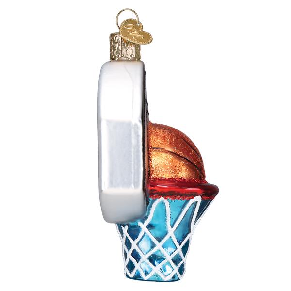 Ornement en verre en forme de panier de basket