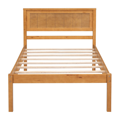 Strong Espresso Wood Platform Bed and Headboard