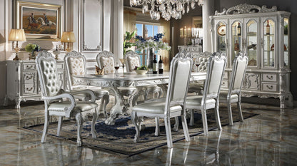 Dresden dining table set with wood construction in pearl silver; 8 tufted chairs HouseOfZazla on Tampa Home & Garden Store