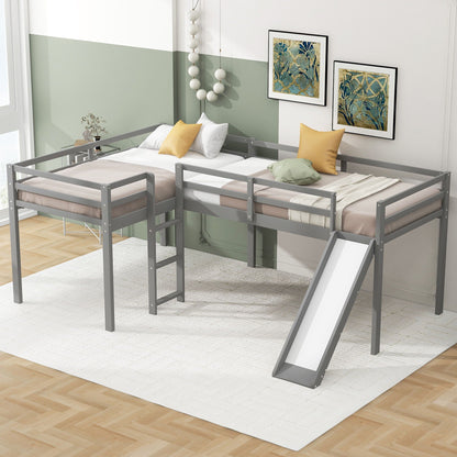 L Shaped Loft Bed With Ladder And Slide gray metal frame twin lofts HouseOfZazla on Tampa Home & Garden Store