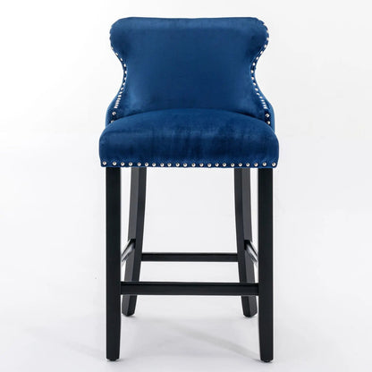 Contemporary Wing-Back Barstools with Tufting