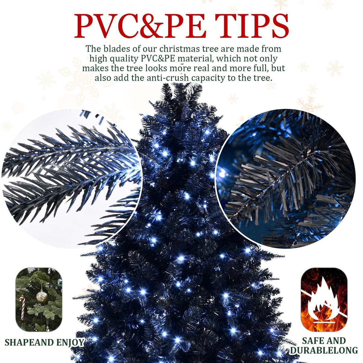 6-Foot pre-lit black Christmas tree with 350 LED lights by HouseOfZazla on Tampa Home & Garden Store