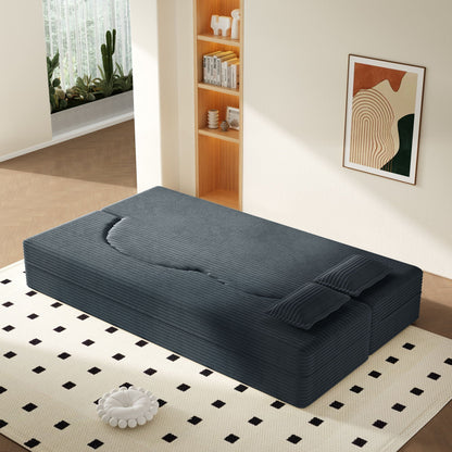 HouseOfZazla dark blue floor futon with 2 pillows, convertible twin mattress for living room on Tampa Home & Garden Store