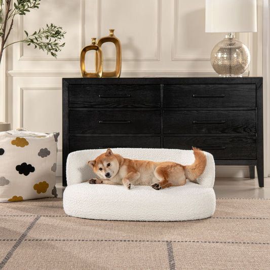 Shep curved dog sofa bed Medium ivory white by HouseOfZazla on Tampa Home & Garden Store