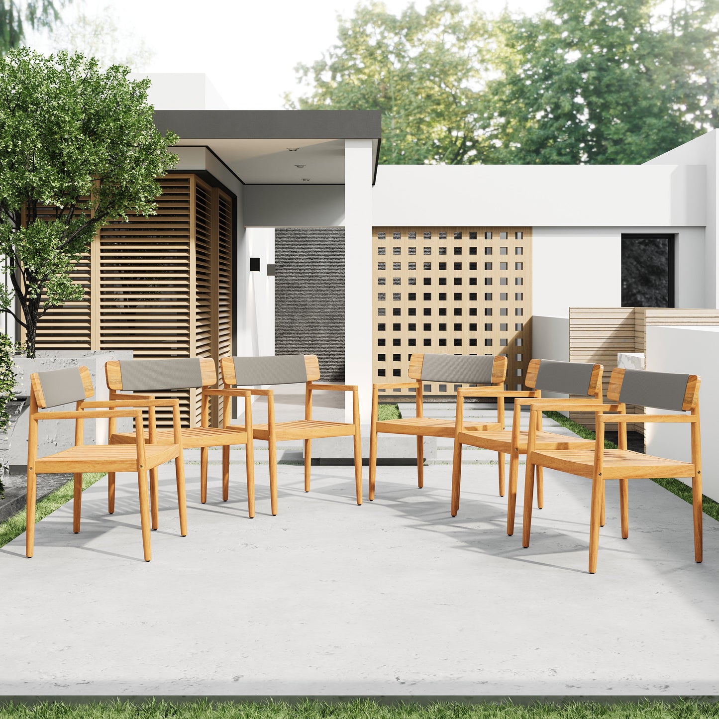 Acacia Wood Outdoor Dining Chairs with Arms