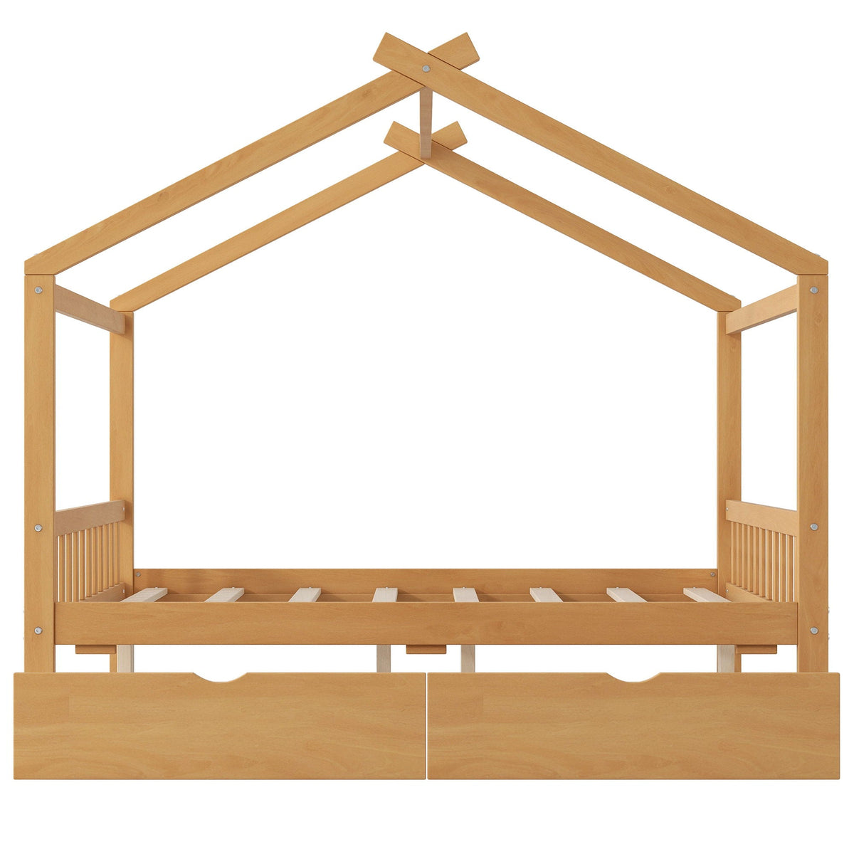 Platform storage bed with headboard, two drawers in natural wood by HouseOfZazla on Tampa Home & Garden Store