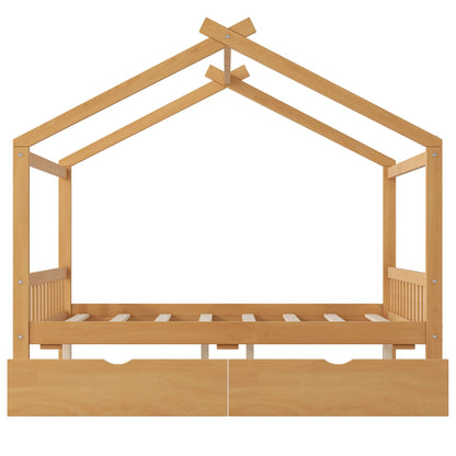 Platform storage bed with headboard, two drawers in natural wood by HouseOfZazla on Tampa Home & Garden Store