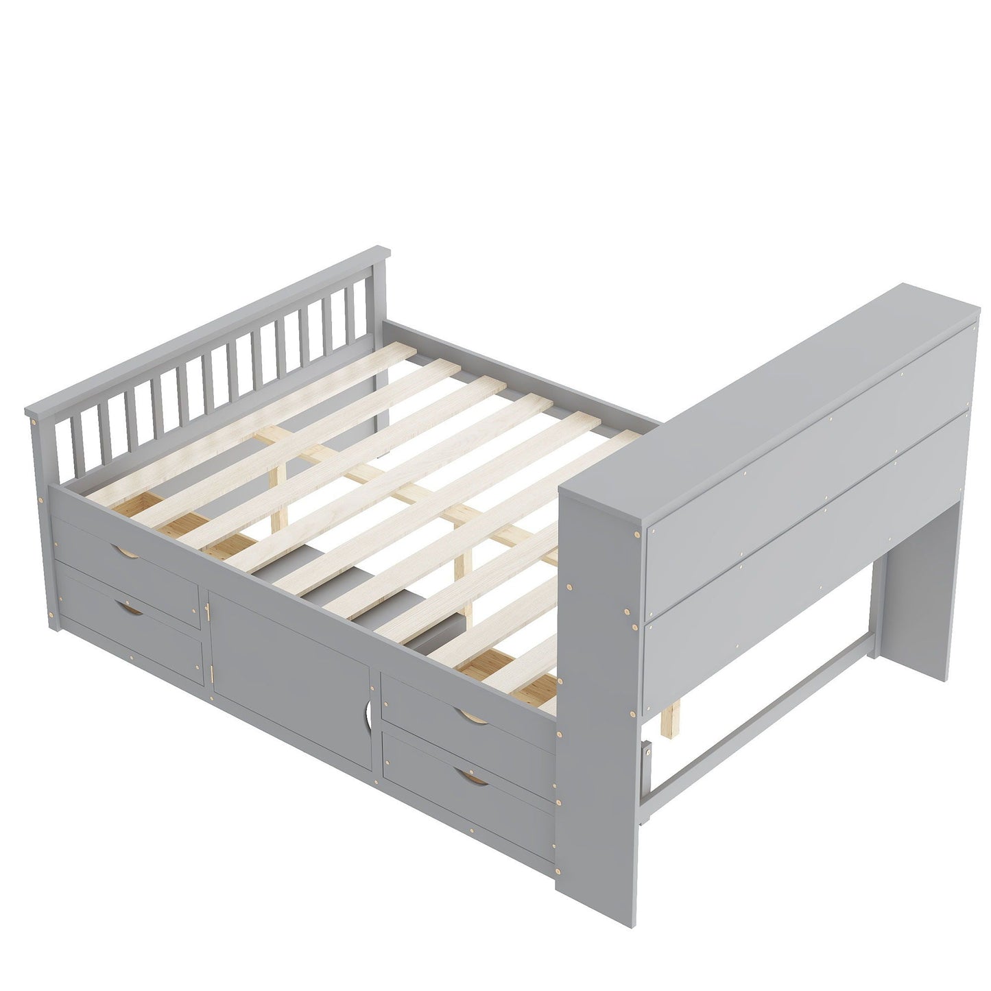 Captain Platform Bed Frame and Bookcase Headboard