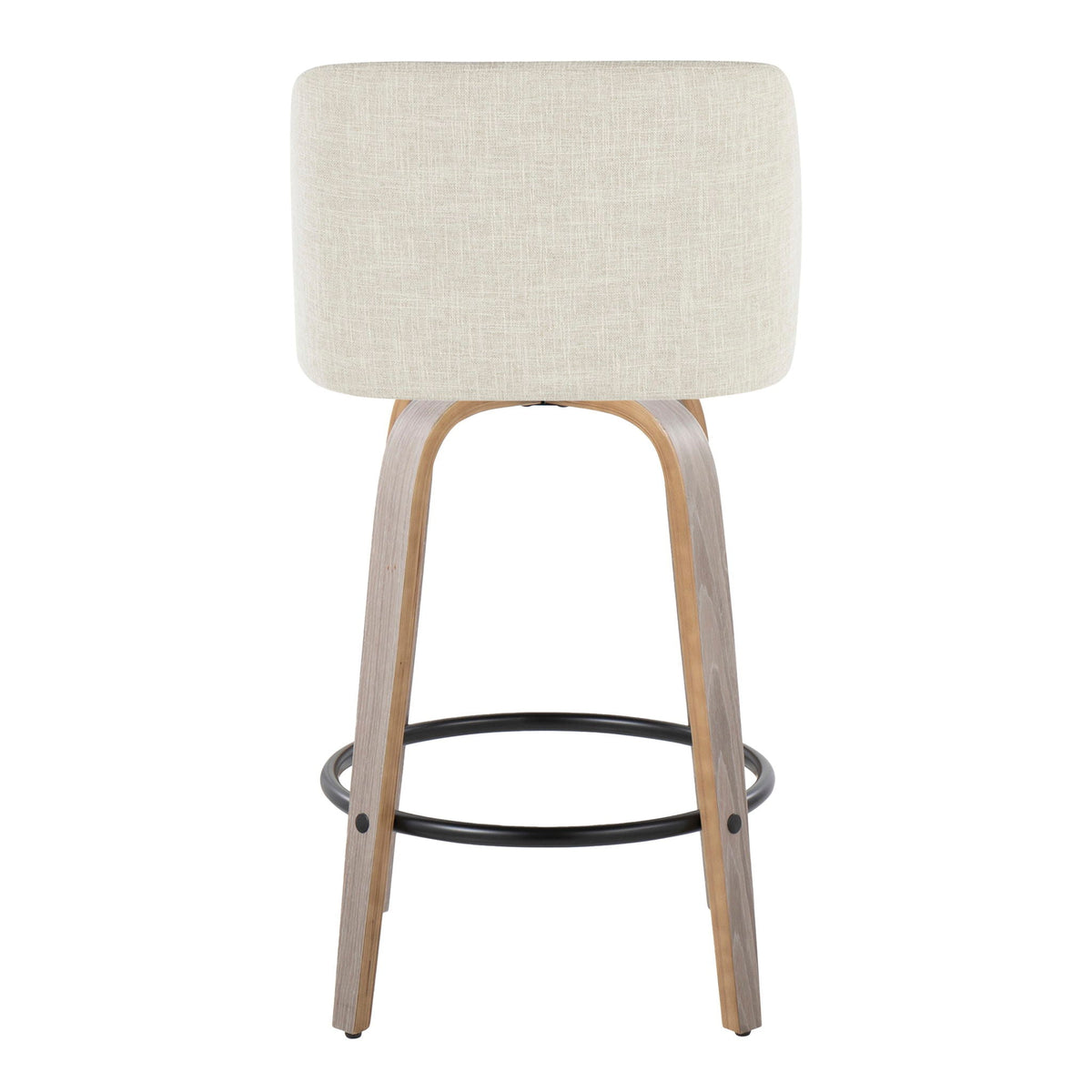 Counter stools 2pk HouseOfZazla beige fabric seat curved wood legs round footrest on Tampa Home & Garden Store