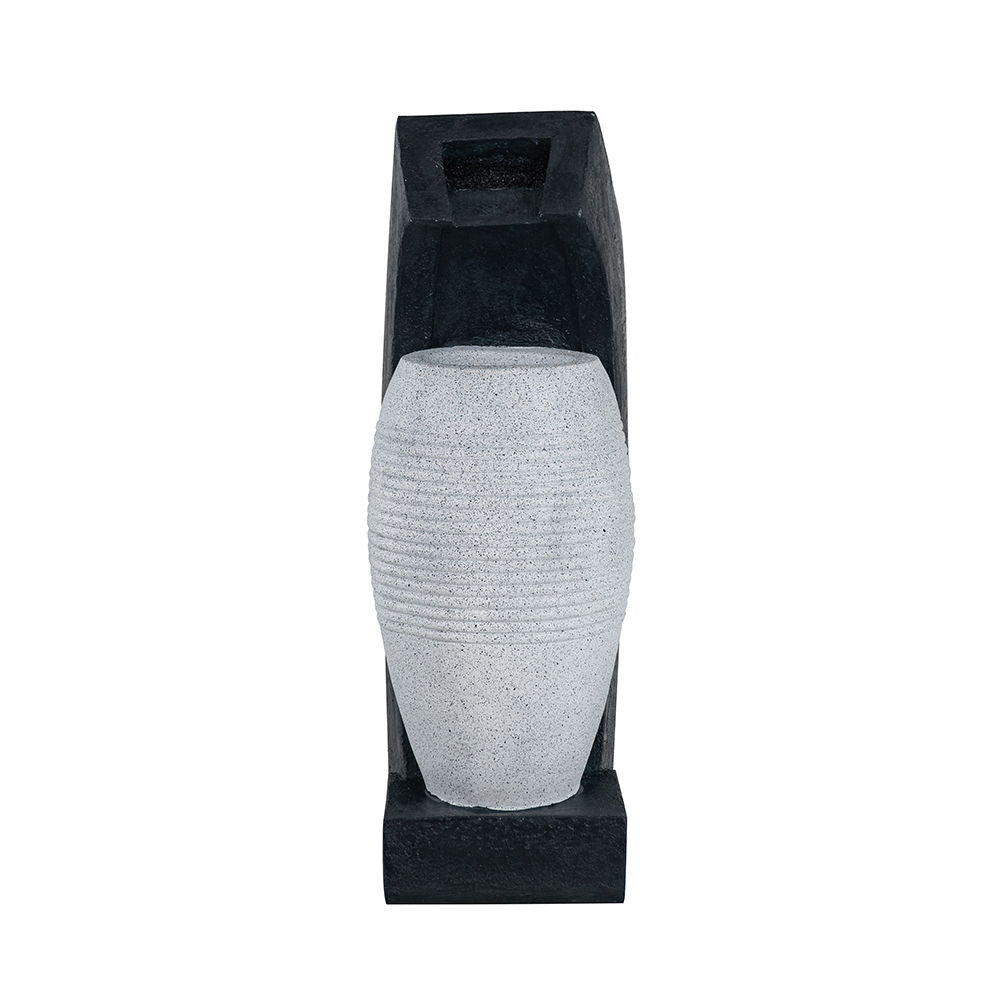 Water fountain with gray vase on black pedestal with light and pump HouseOfZazla on Tampa Home & Garden Store