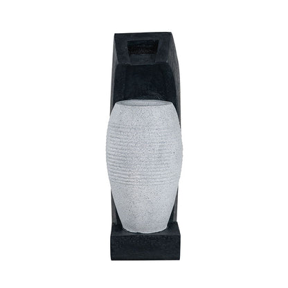 Water fountain with gray vase on black pedestal with light and pump HouseOfZazla on Tampa Home & Garden Store
