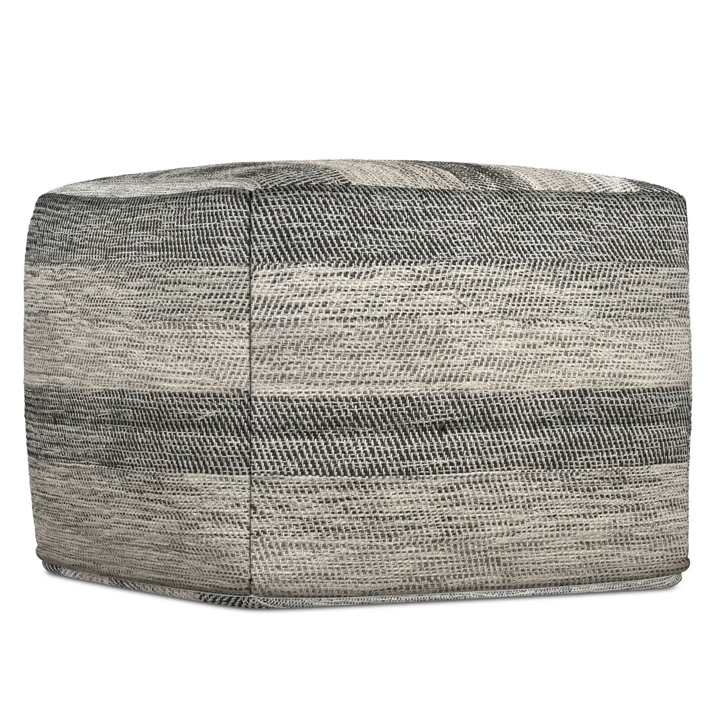 Clay square pouf upholstered in gray woven fabric; accent pouf by Unique Piece Furniture on Tampa Home & Garden Store