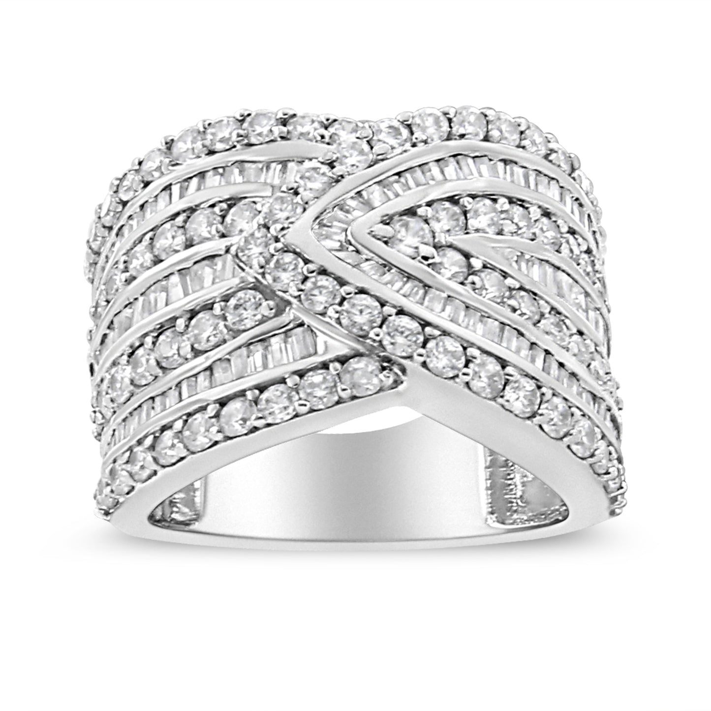 Sterling silver diamond multi-row overlay band ring 2 3/8 ct tw J-K I3 size 7 Bids.com on Tampa Home & Garden Store