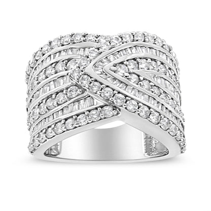 Sterling silver diamond multi-row overlay band ring 2 3/8 ct tw J-K I3 size 7 Bids.com on Tampa Home & Garden Store