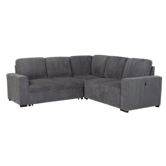 Melody Contemporary Design Sectional Sofa grey corduroy fabric 2-piece HouseOfZazla on Tampa Home & Garden Store
