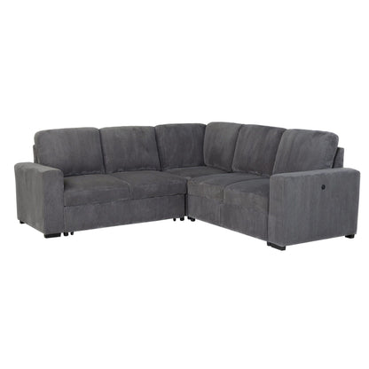Melody sleeper sectional sofa by HouseOfZazla in gray corduroy with chaise on Tampa Home & Garden Store