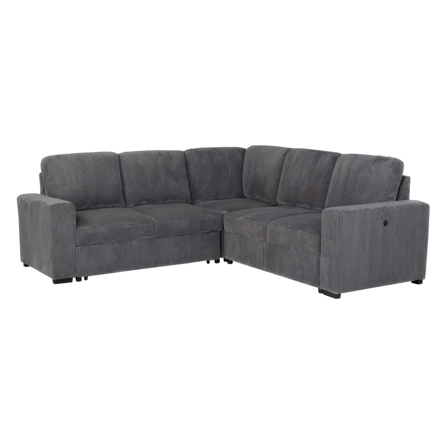 Melody sectional sleeper sofa gray corduroy with tufted backs by Unique Piece Furniture on Tampa Home & Garden Store