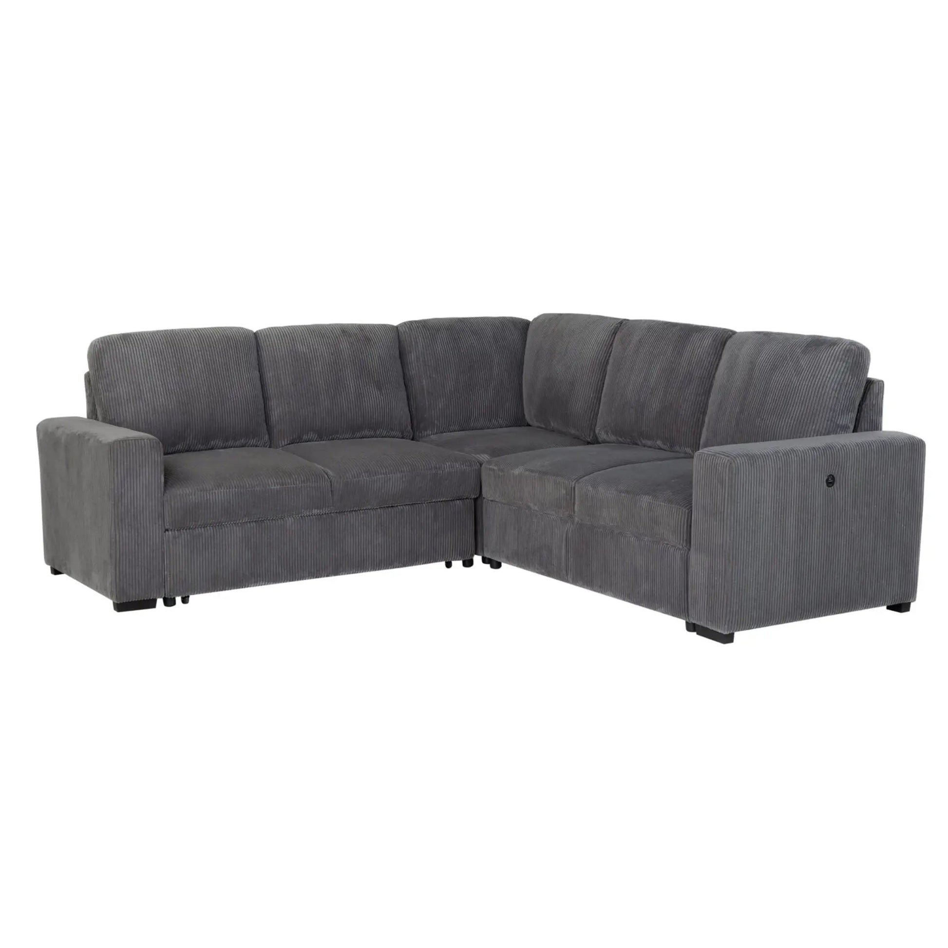 Melody sectional sleeper sofa gray corduroy with tufted backs by Unique Piece Furniture on Tampa Home & Garden Store