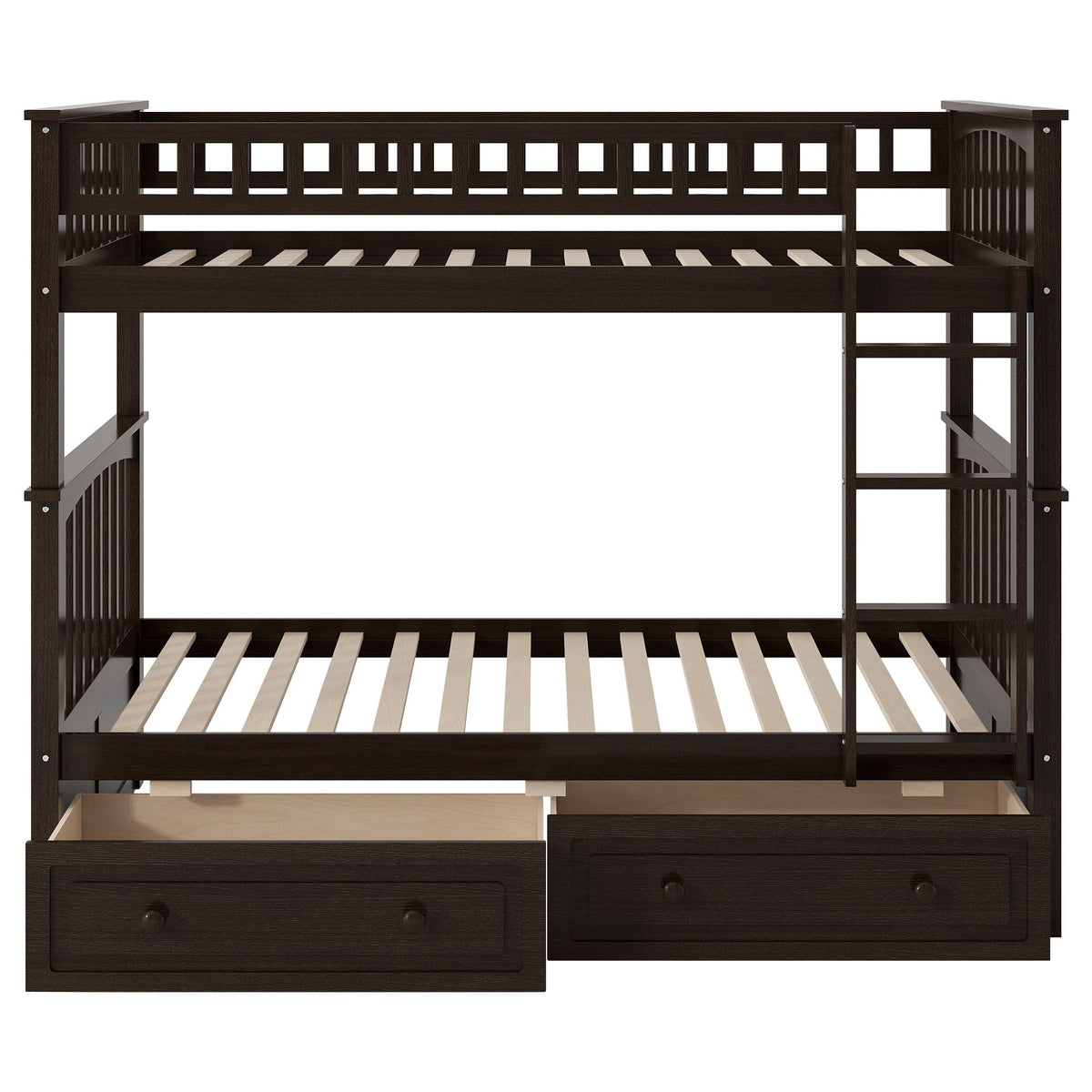 Bunk Bed With Drawers dark brown wood, convertible design, HouseOfZazla on Tampa Home & Garden Store