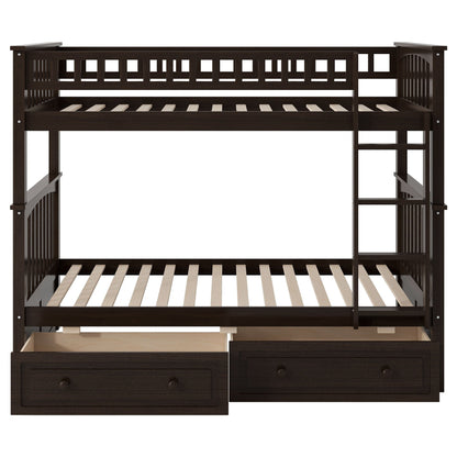 Bunk Bed With Drawers dark brown wood, convertible design, HouseOfZazla on Tampa Home & Garden Store