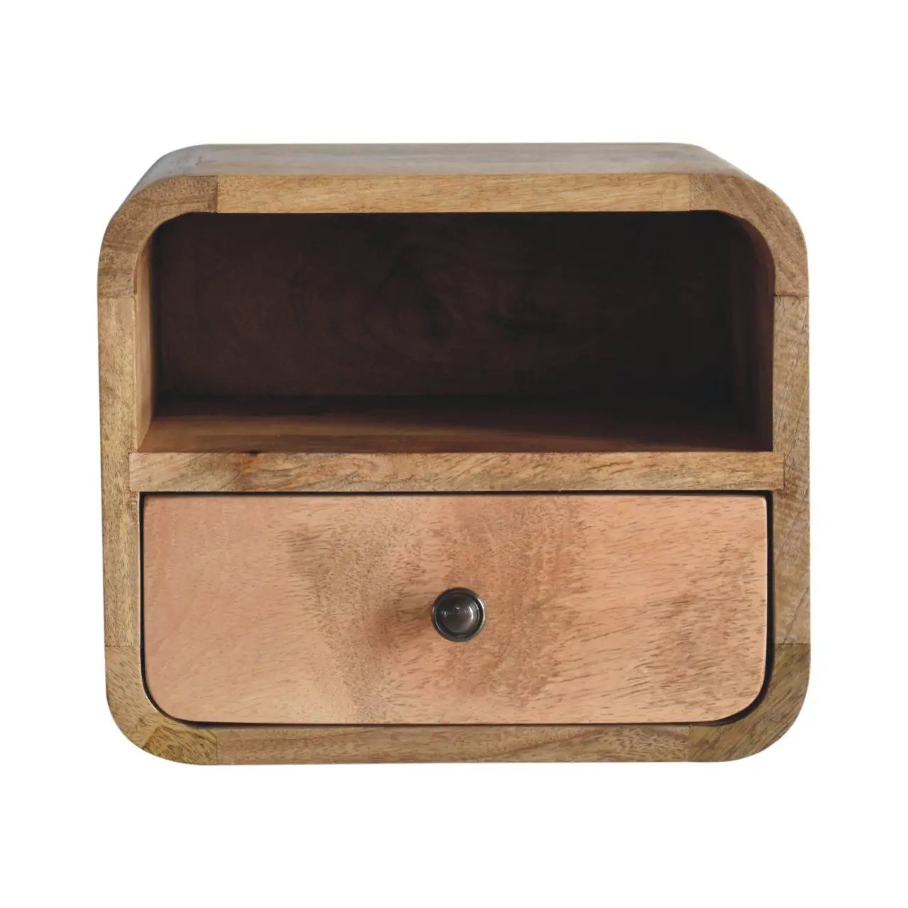 Curved Upper Slot Floating Nightstand with Drawer