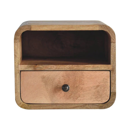 Curved Upper Slot Floating Nightstand with Drawer