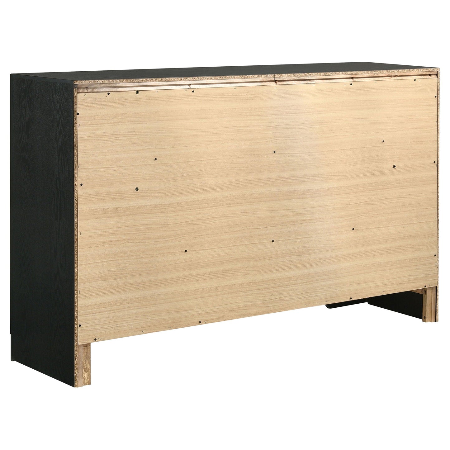 Annie 4 Piece Bedroom Set bed panel with black sides and natural wood face HouseOfZazla on Tampa Home & Garden Store