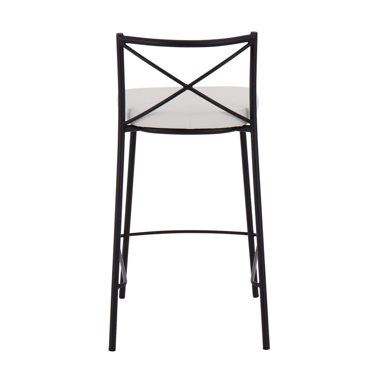 Modern Charlotte Counter Stool Set of 2 with black metal frame and white cushioned seat, X-back on Tampa Home & Garden Store