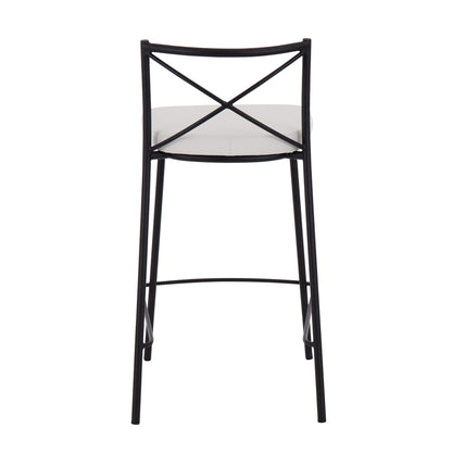 Modern Charlotte Counter Stool Set of 2 with black metal frame and white cushioned seat, X-back on Tampa Home & Garden Store