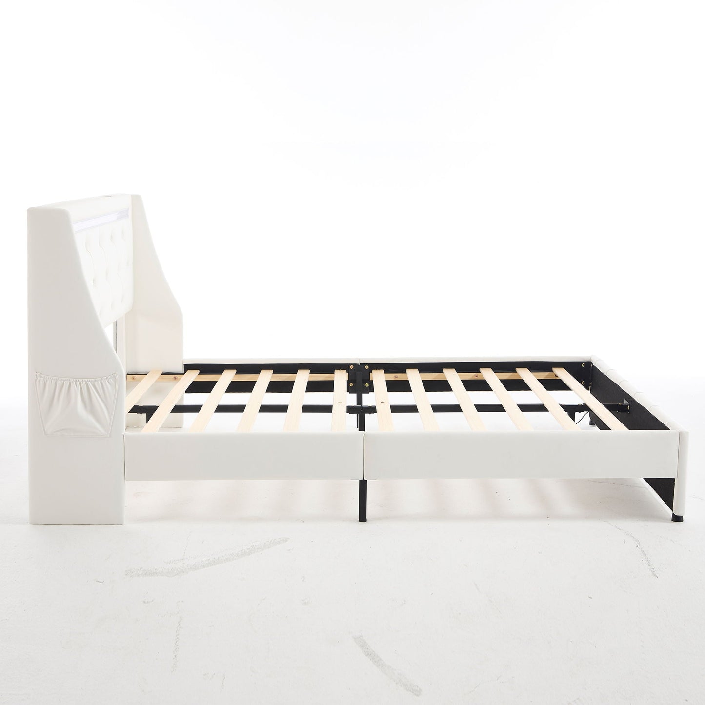 Wingback Upholstered Bed Frame Led and Usb
