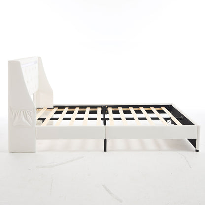 Wingback Upholstered Bed Frame Led and Usb