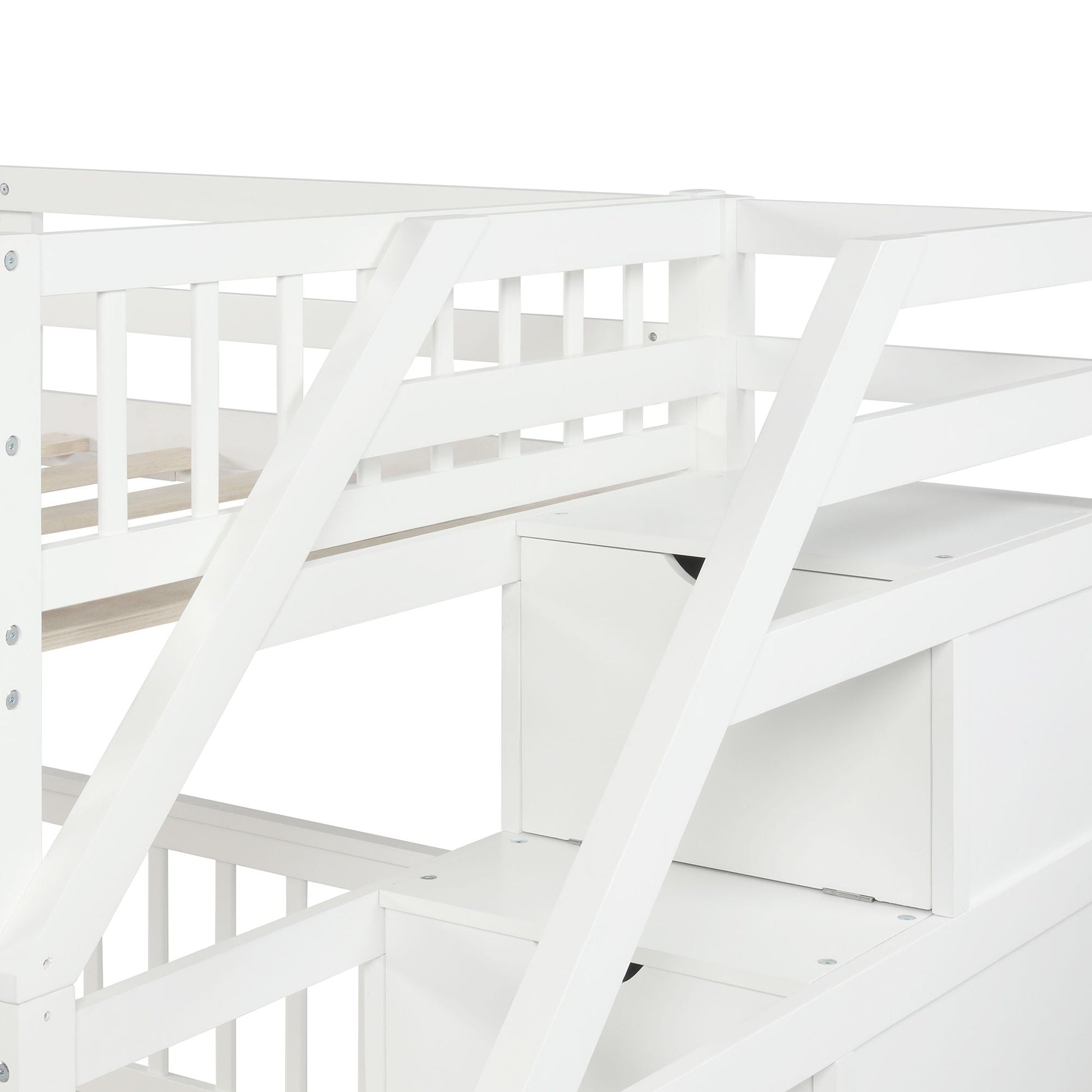 Loft Bed with Staircase and Storage white wood frame HouseOfZazla on Tampa Home & Garden Store