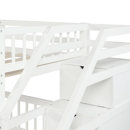 Loft Bed with Staircase and Storage white wood frame HouseOfZazla on Tampa Home & Garden Store